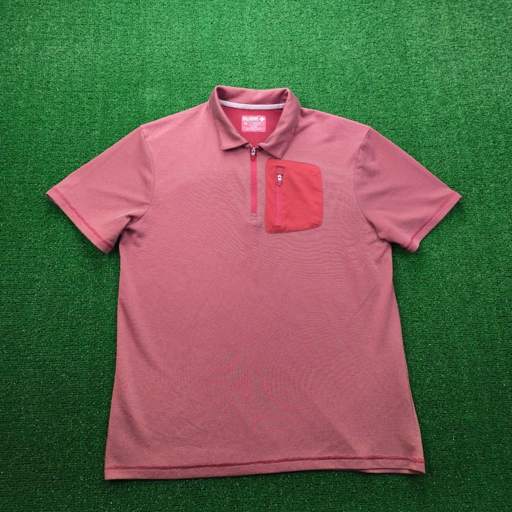 Reel Legends Freeline Shirt Mens Medium Red Striped 1/4 Zip Fishing Polo Utility